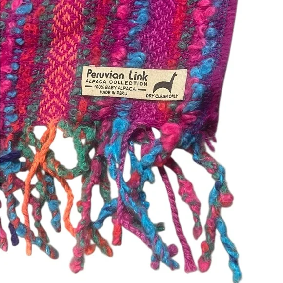 Peruvian Link colorful striped baby alpaca scarf Made in Peru art to wear - Picture 7 of 7
